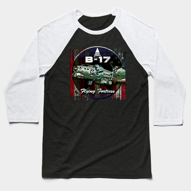 B 17 Flying Fortress Baseball T-Shirt by aeroloversclothing
